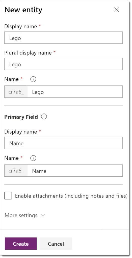 Create Entity
