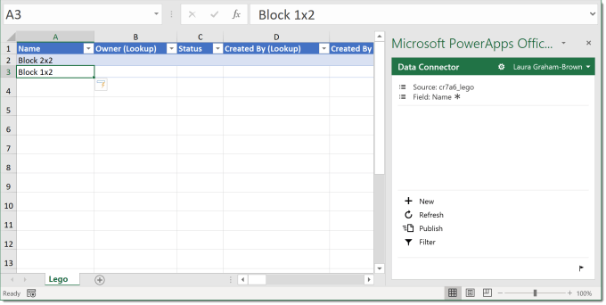 Edit entity in Excel