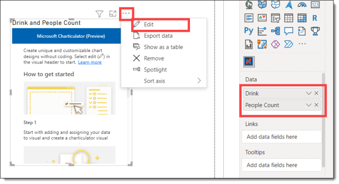 Adding fields to data and then clicking edit