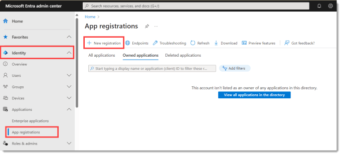 App Registration list