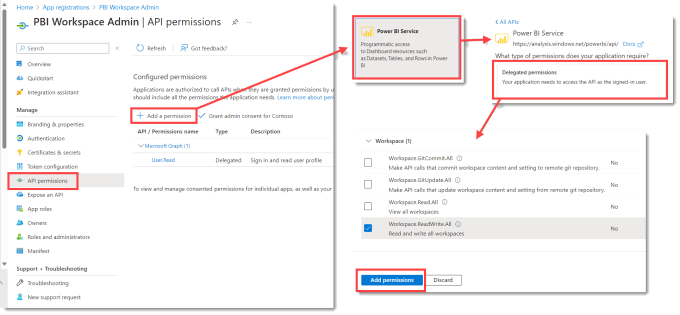 Adding an API permission steps