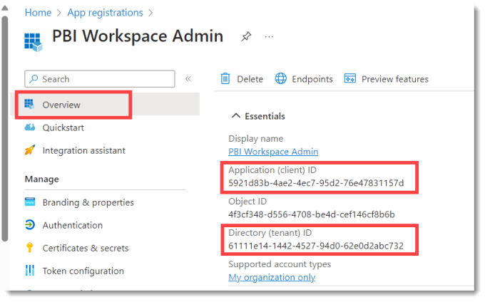 Finding the Client ID and Tenant ID