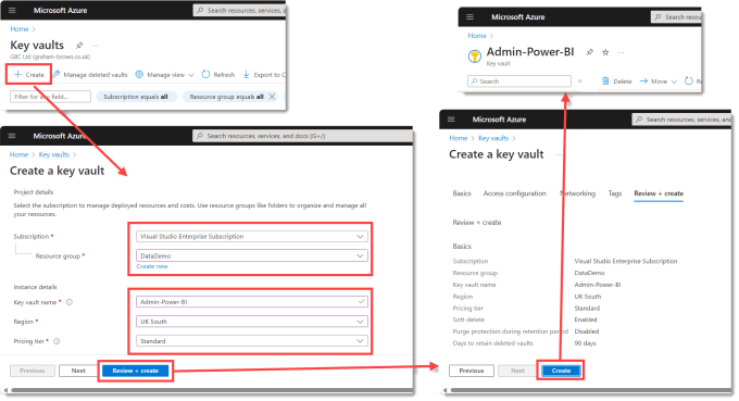 Steps to create an Azure Key Vault