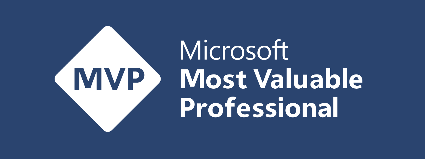 MVP Dark Blue Badge includes the words Microsoft Most Valuable Professional
