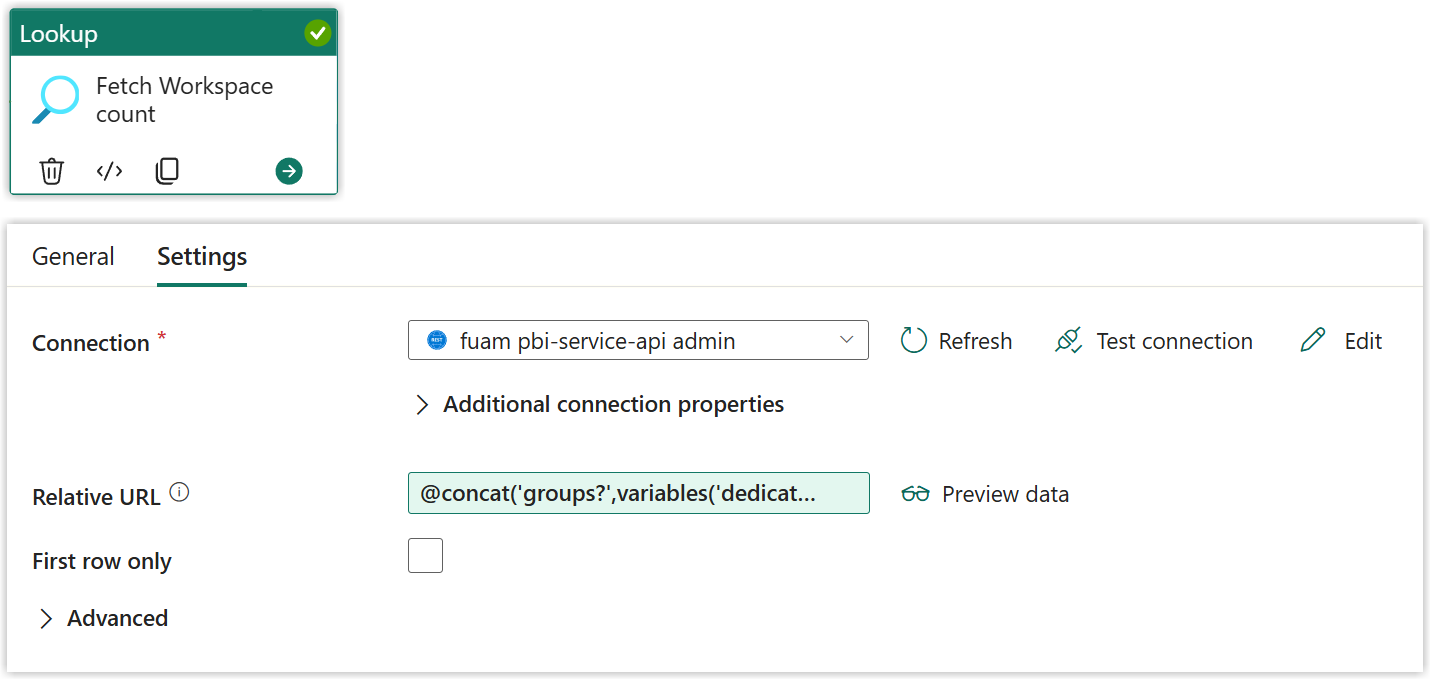 snapshot of the Fetch Workspace count settings