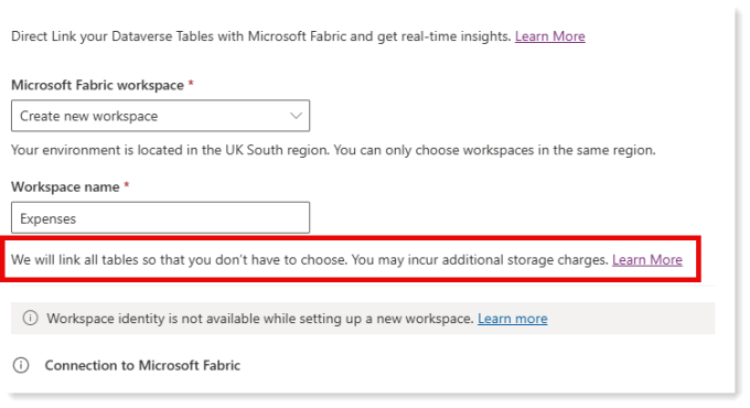 Setting up Link to Microsoft Fabric.