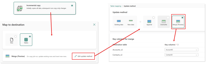 Map to destination screen and the update method screen as described in the instructions