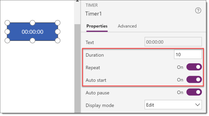timer options for animating svg