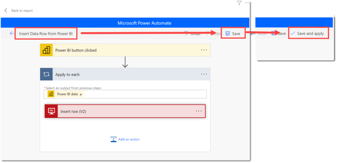 Screen shot showing the places to change the flow name, click Save and then click Save and