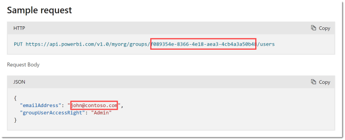 screen grab from the rest api documentation