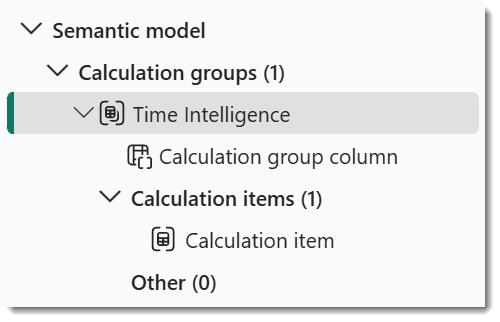 Calculation group in the model pane renamed to Time Intelligence