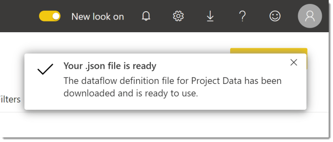 message to say export file is ready