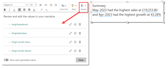 reviewing values used in your text box
