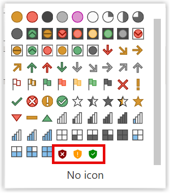 Screen grab of available icons
