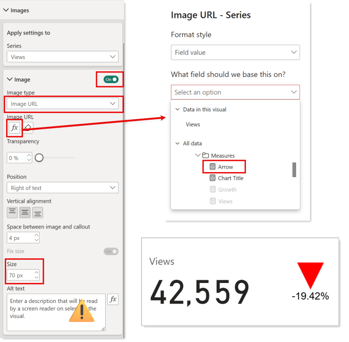 The Image settings of the card