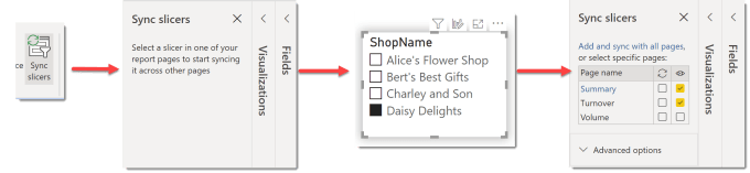 steps to show sync slicers pane