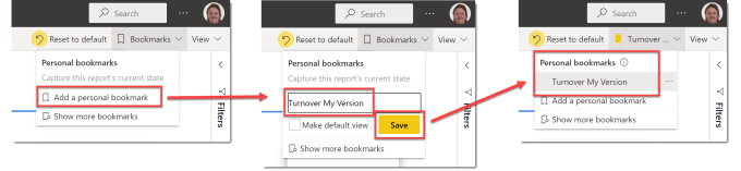 Saving changes in a bookmark.