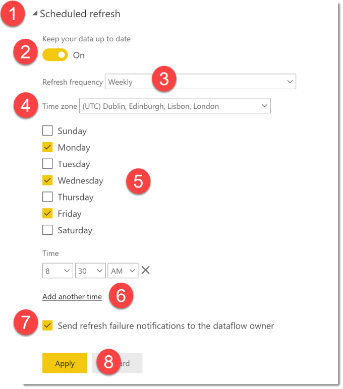 details of setting up scheduled refresh