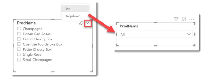 dropdown slicers