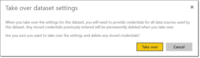 Take over dataset warning message