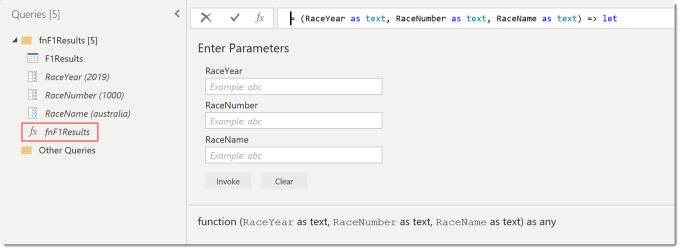 newly created function