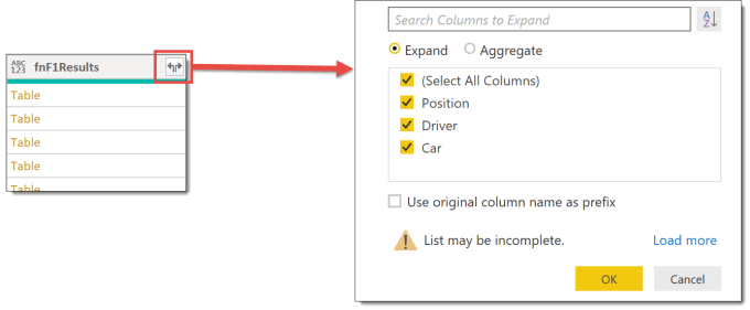 expand table column