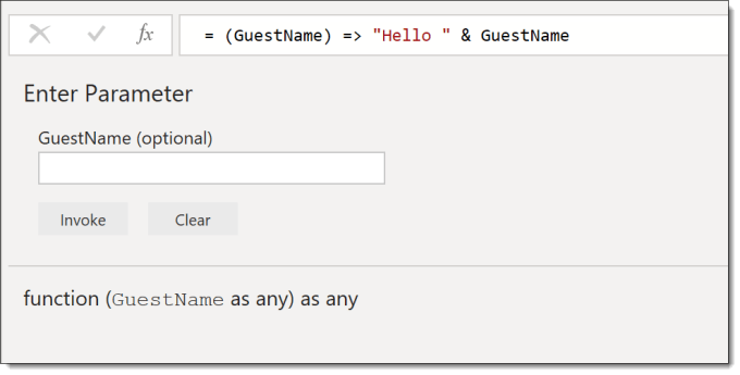 Hello function with parameter