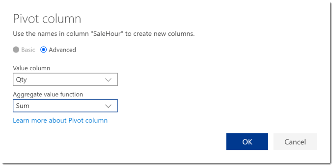 pivot column dialog