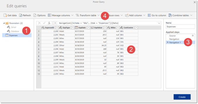 power query window