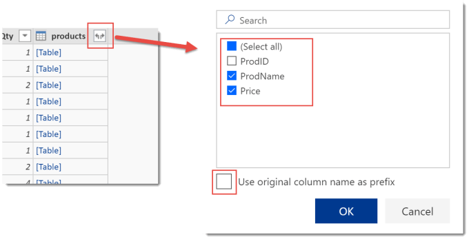 expand table column