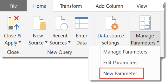 Select New Parameter