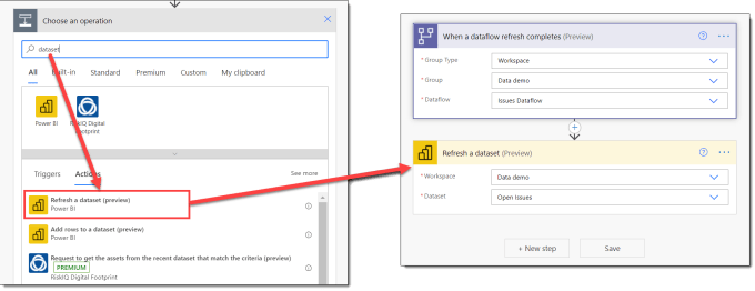 Adding the step for Refreshing datasets automatically