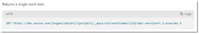 screenshot of the HTTP statement in the API documentation. Code is below