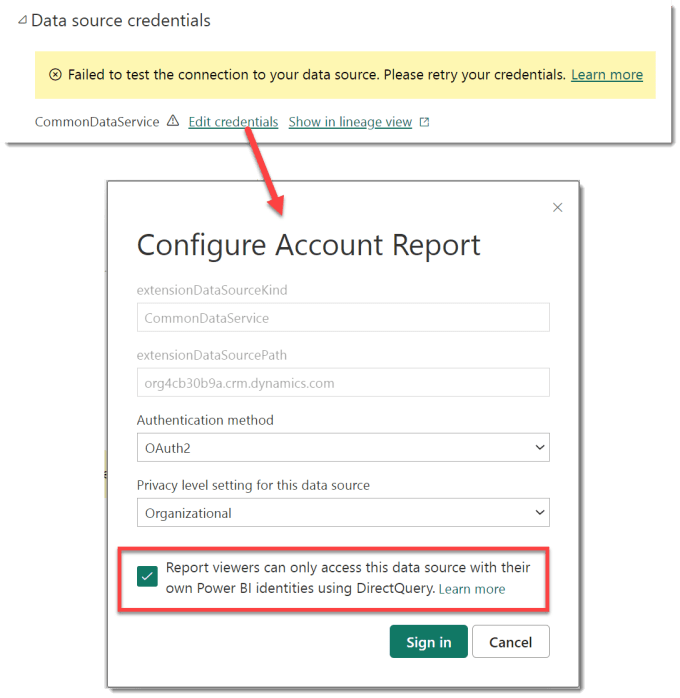 updating report credentials.