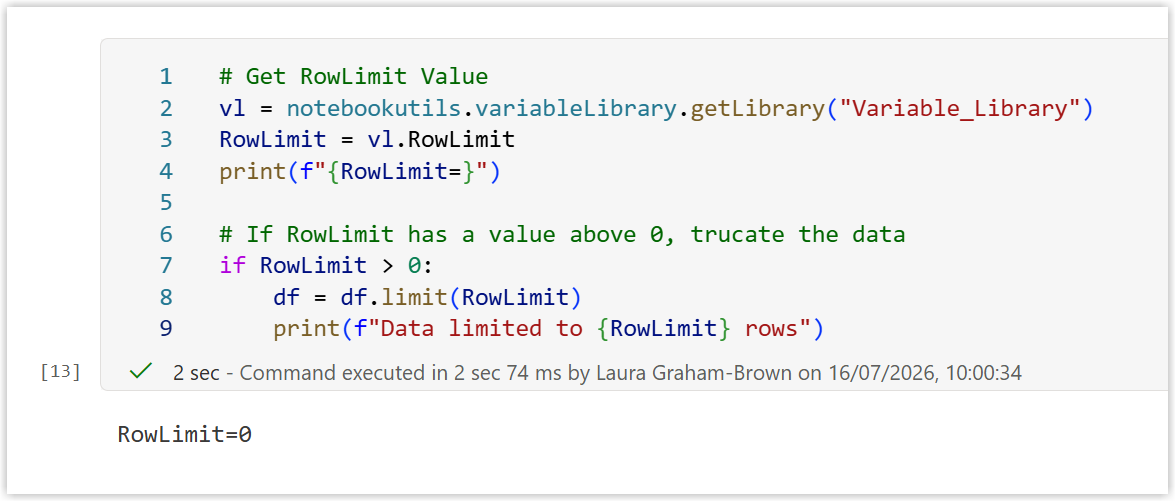 Snapshot of the RowLimit 0 run