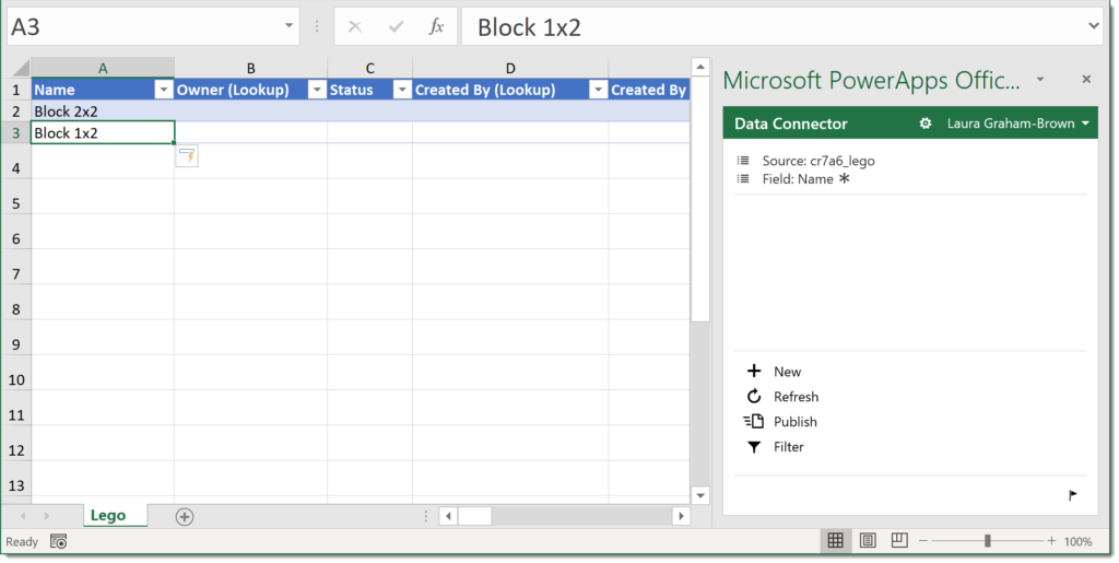 Edit entity in Excel