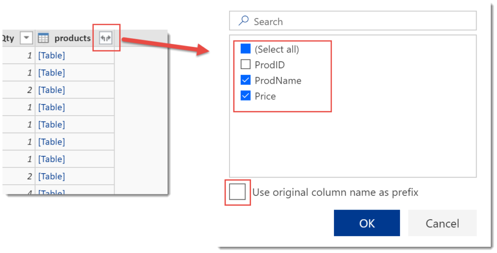 expand table column