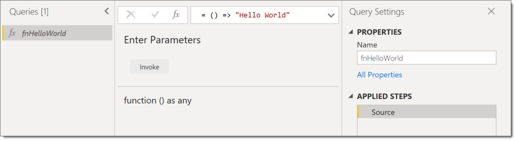 Hello World Function definition