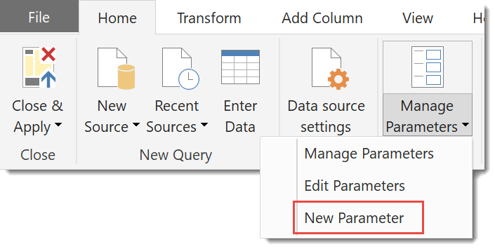 Select New Parameter