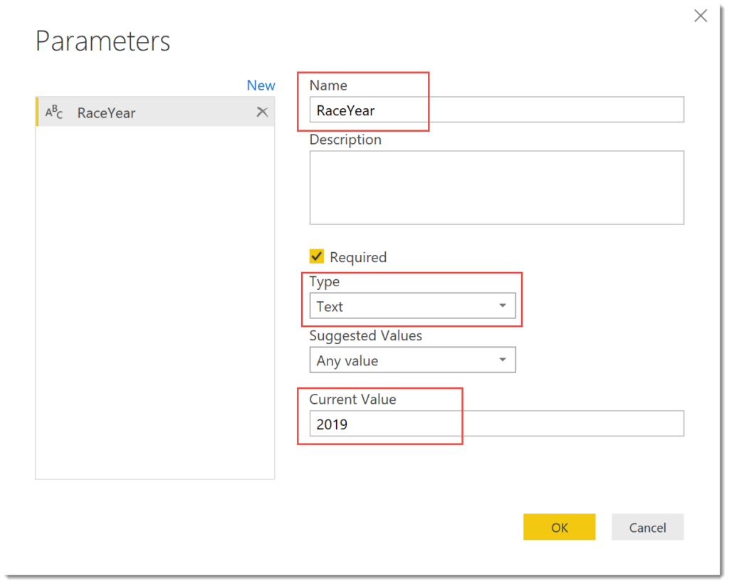 creating first parameter