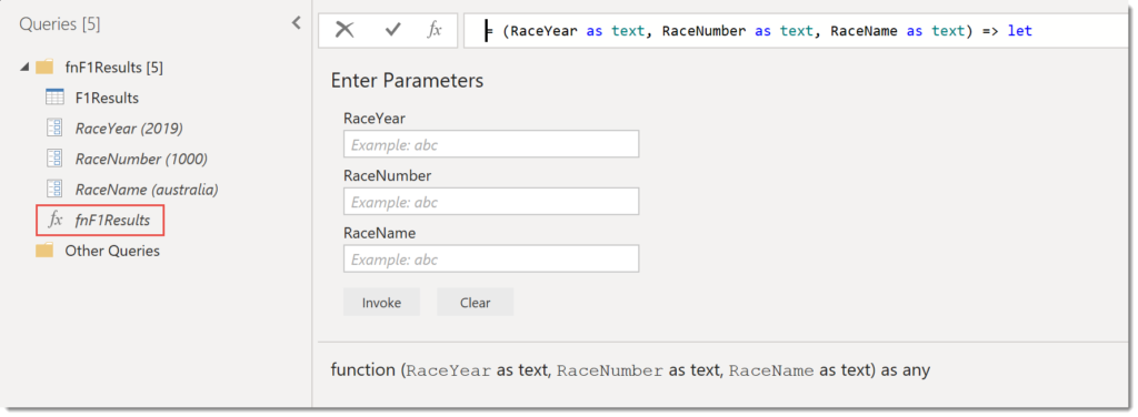 newly created function