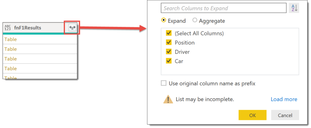 expand table column