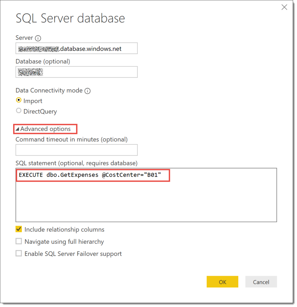 entering in SQL procedure statement