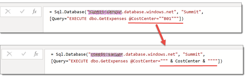 inserting parameter