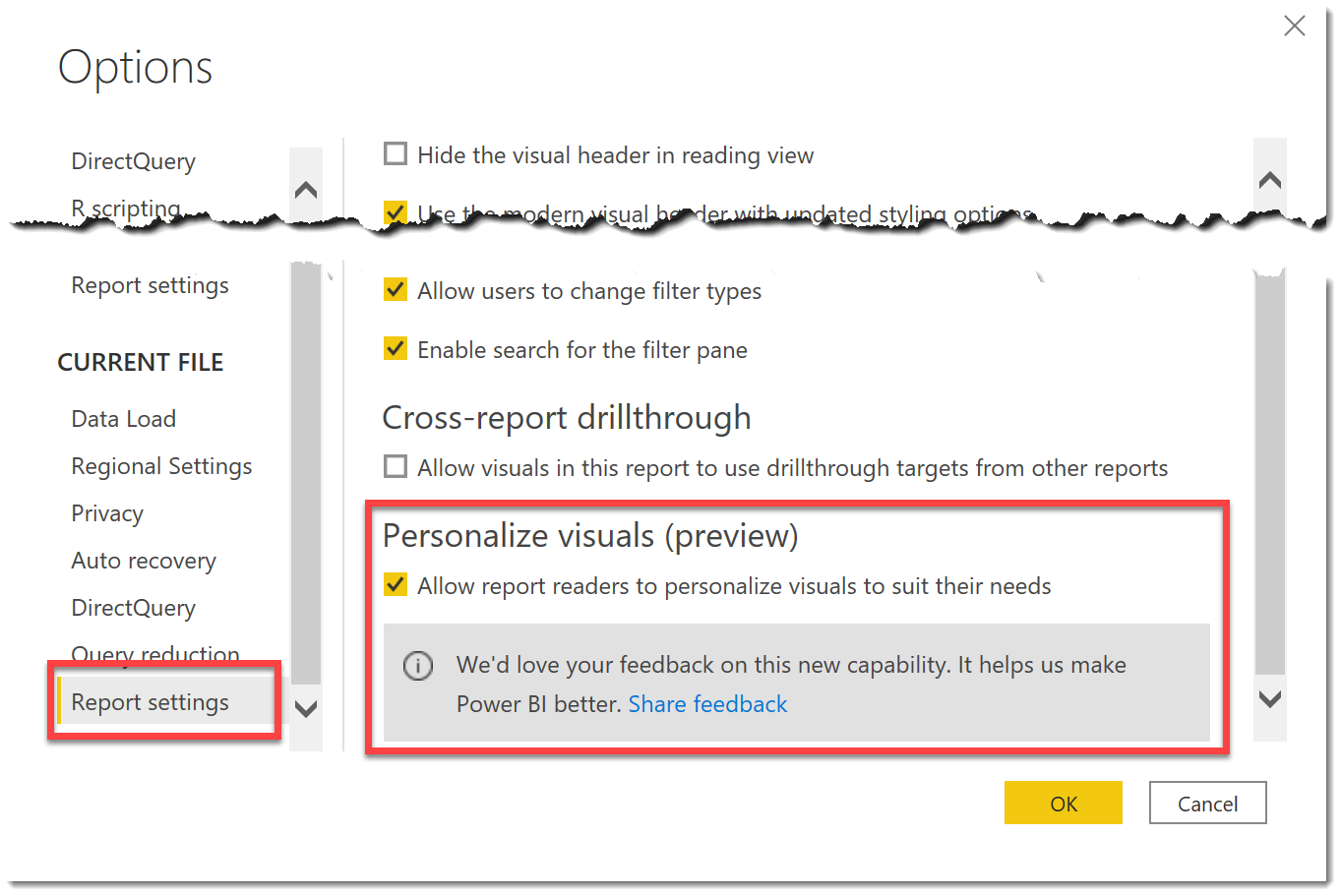 Power Bi Personalize Visuals