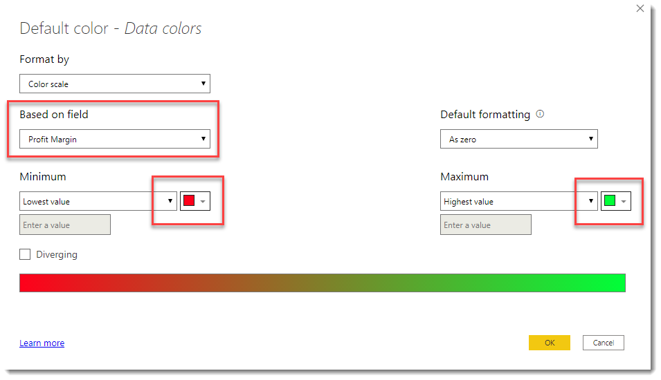 conditional formatting dialog