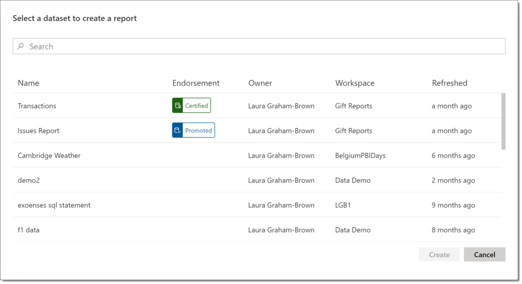 connecting to endorsed datsets