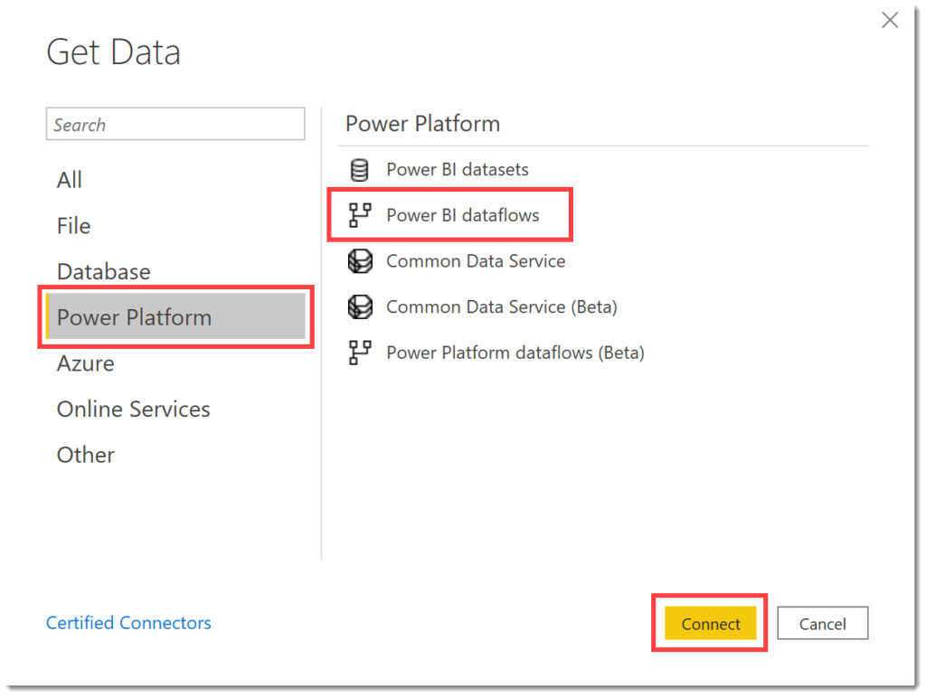 get data dialog