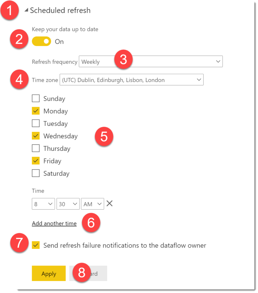 details of setting up scheduled refresh