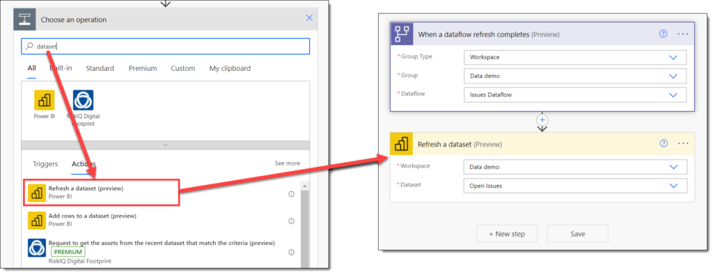 Adding the step for Refreshing datasets automatically